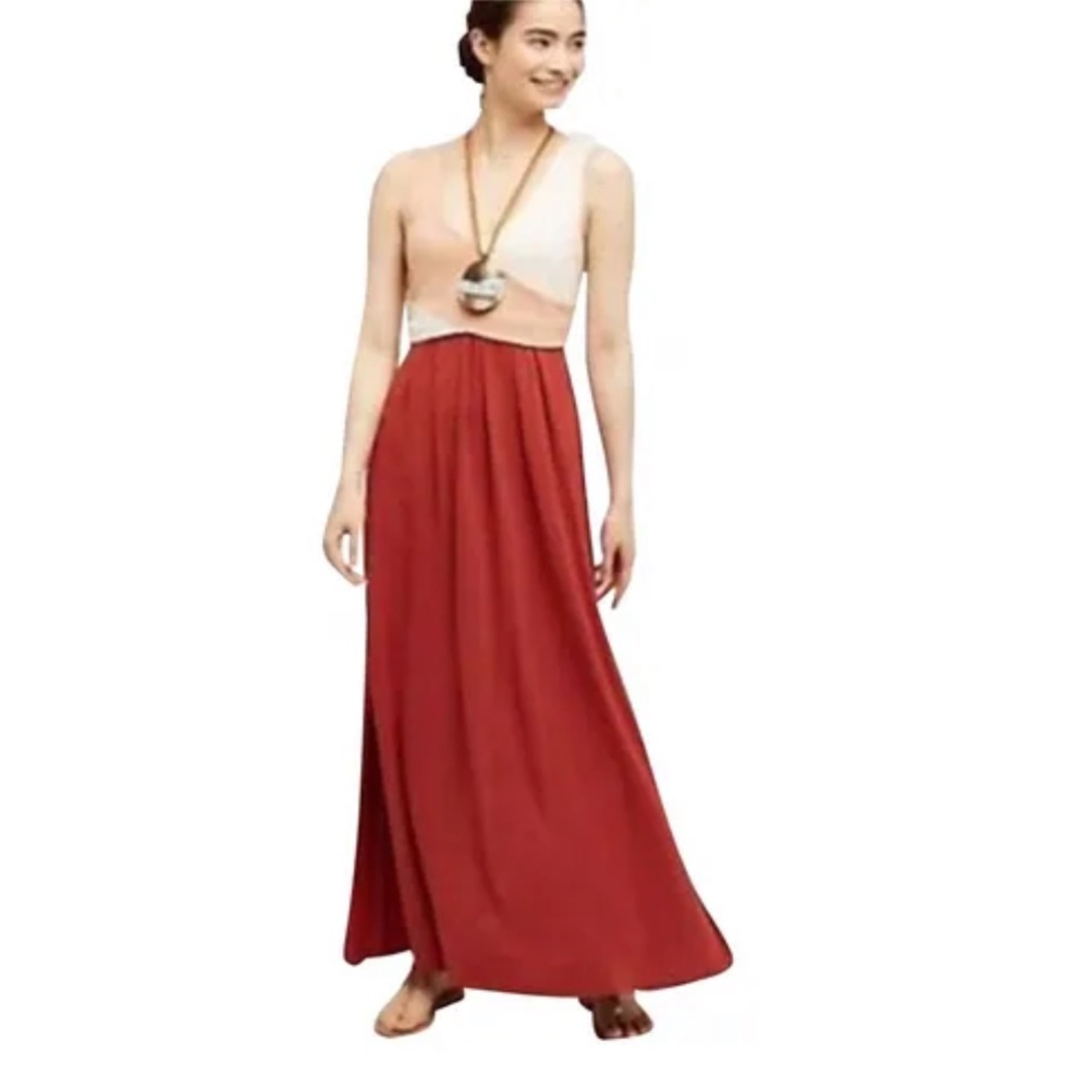 Anthropologie Maeve Elysian Color Block Maxi Dress Women’s Size Medium - Picture 2 of 12